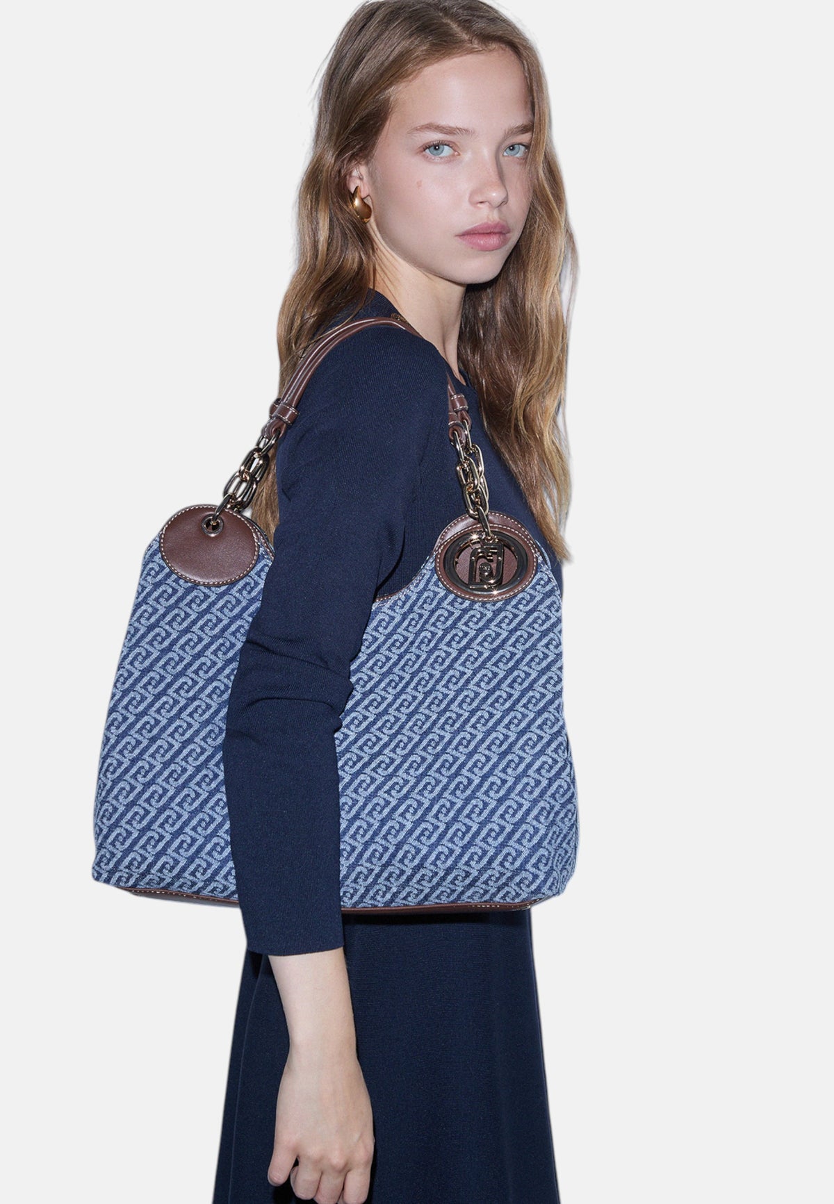 Borsa satchel media effetto denim Liu Jo Blue Denim