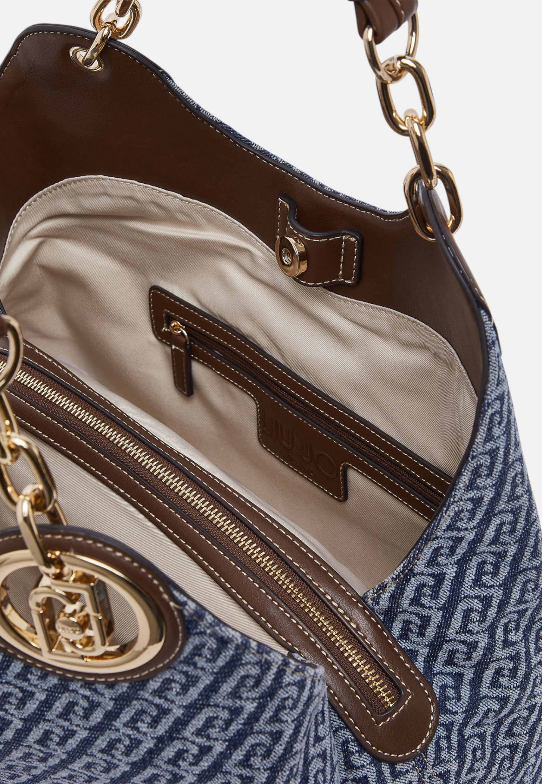 Borsa satchel media effetto denim Liu Jo Blue Denim