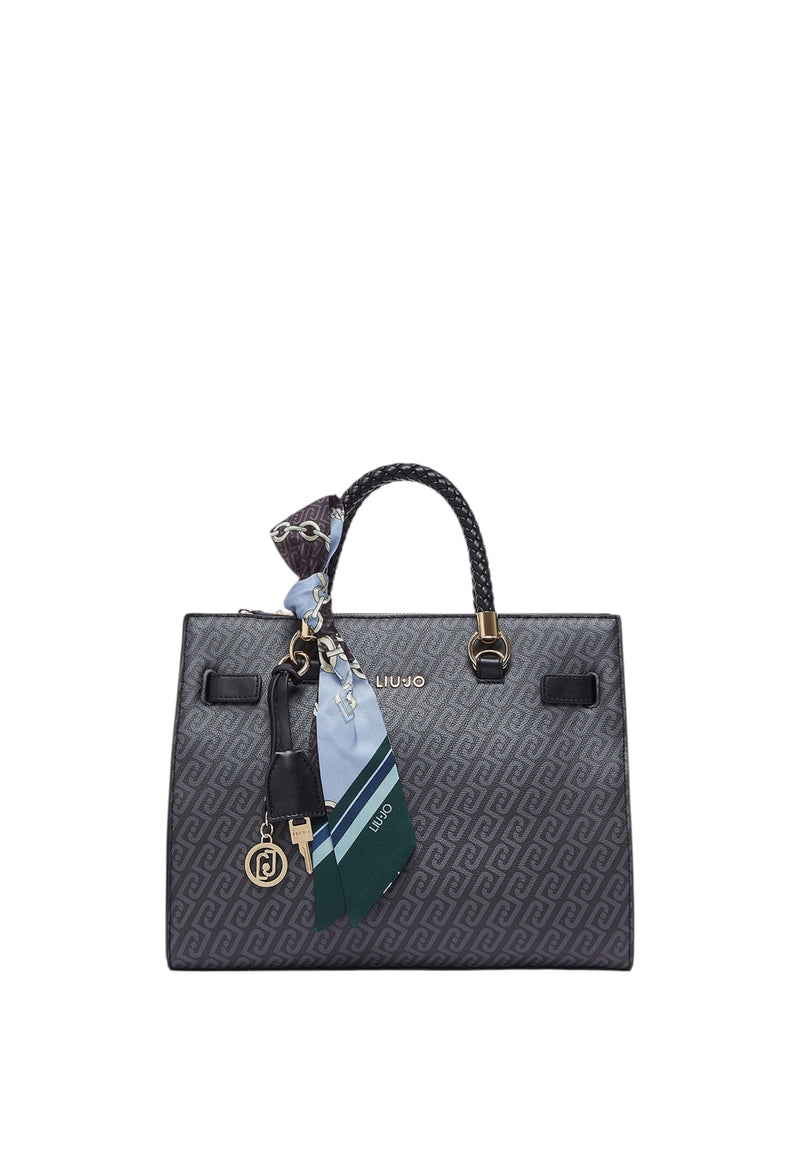 Borsa satchel media con foulard Donna Liu Jo Nero