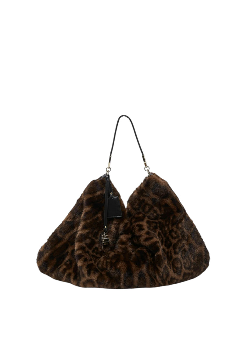 Borsa grande in pelliccia sintetica Donna Liu Jo Maculato Naturale