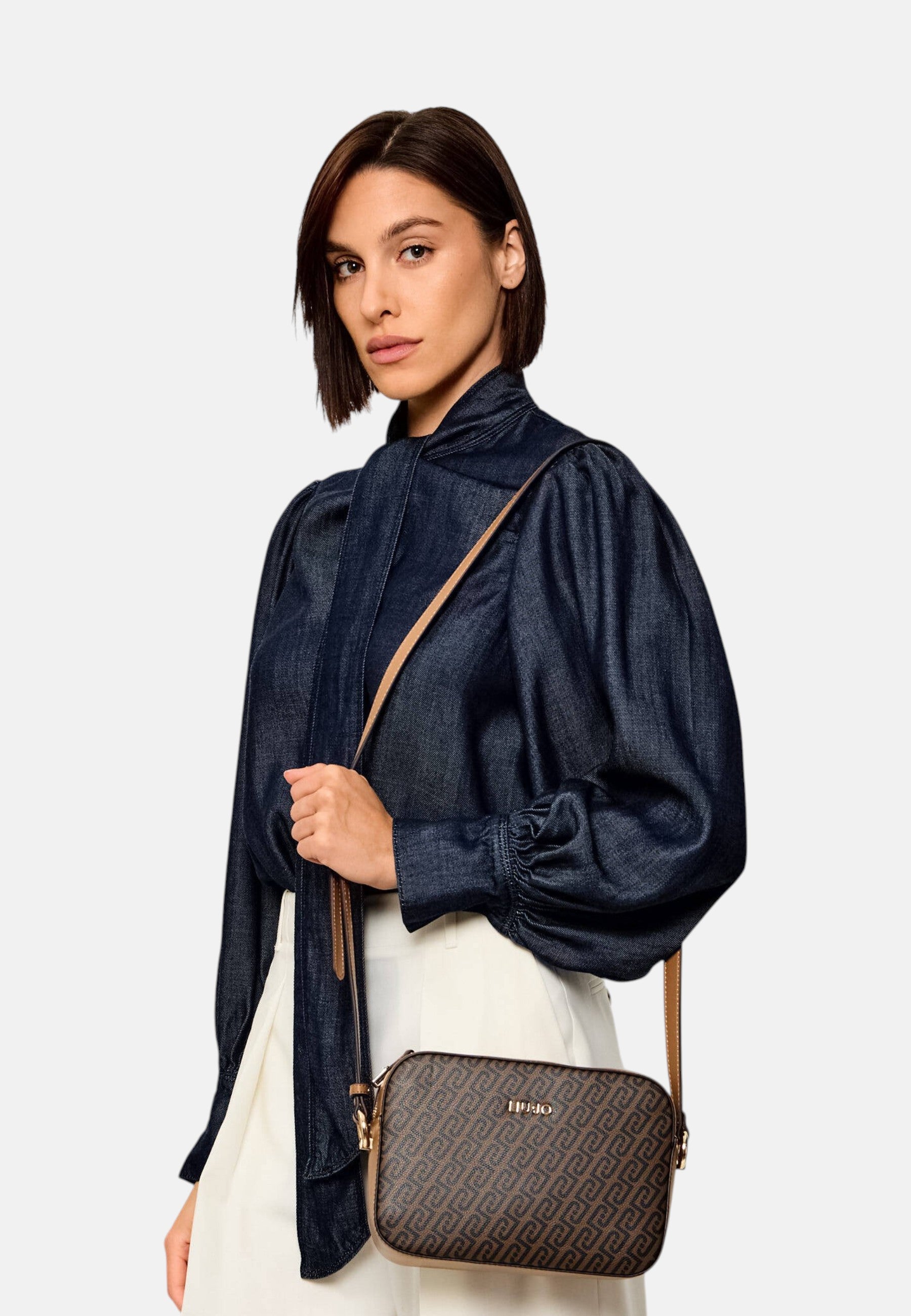 Borsa a tracolla media monogram Donna Liu Jo Suede