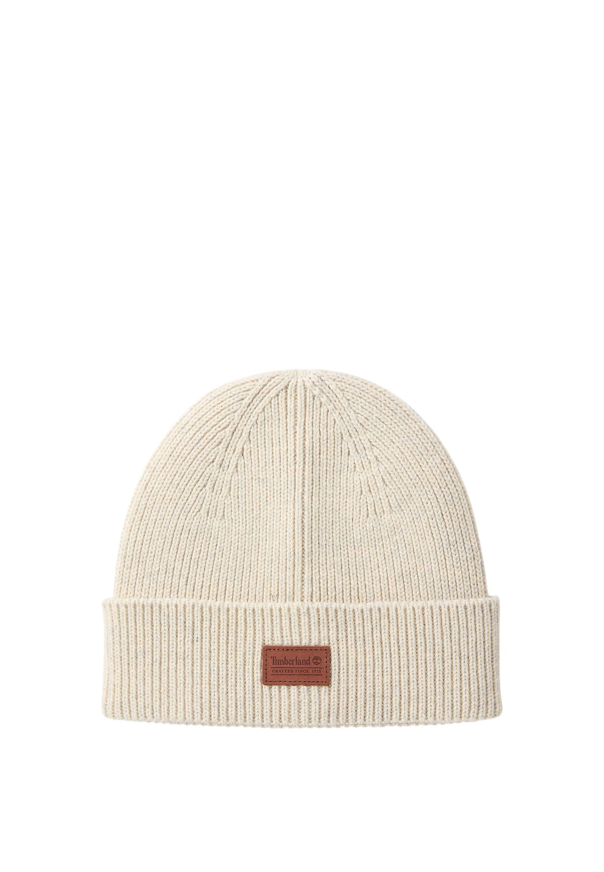 Cappello in misto lana con lavorazione in maglia a coste e patch logo. Oatmeal