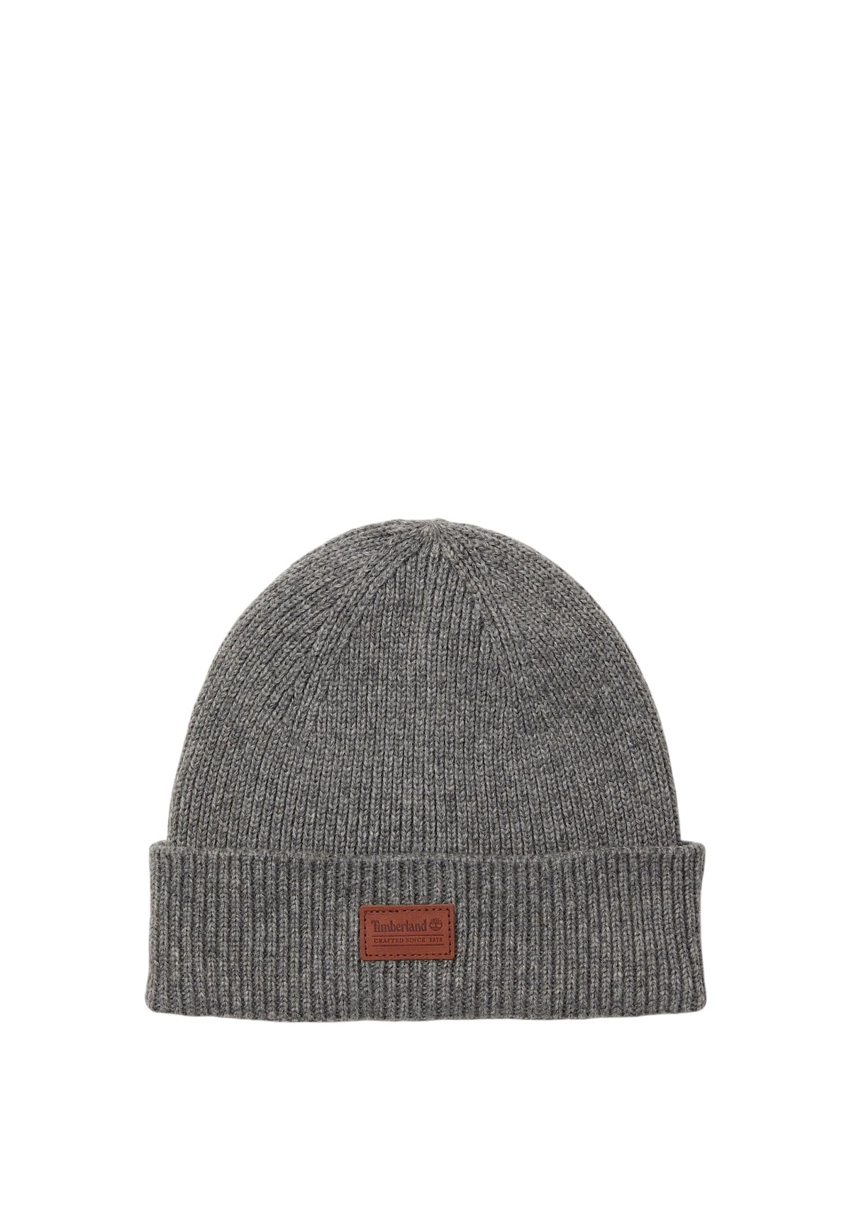 Cappello in misto lana con lavorazione in maglia a coste e patch logo. Dark Grey