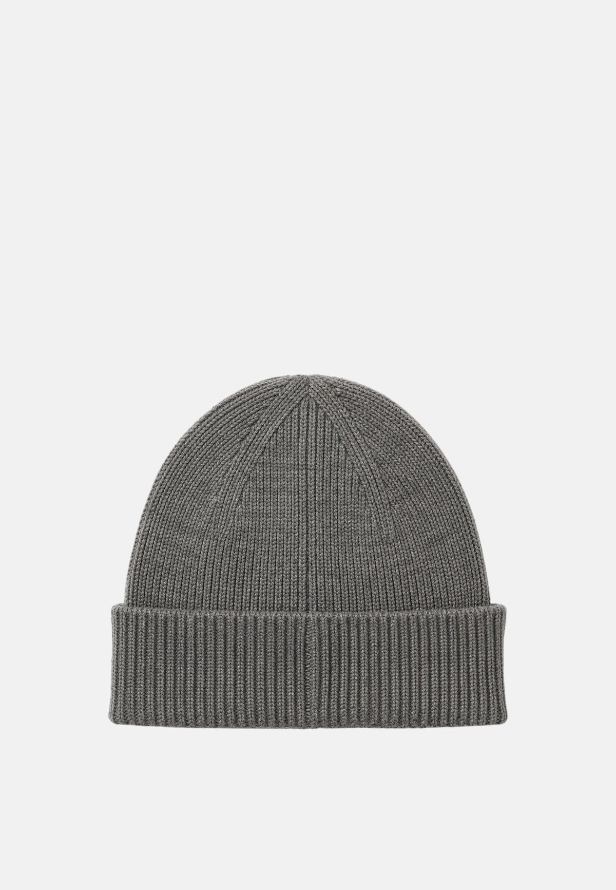 Cappello in misto lana con lavorazione in maglia a coste e patch logo. Dark Grey