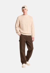 Maglione a Trecce da Uomo in Cotone Timberland Lght Oatml