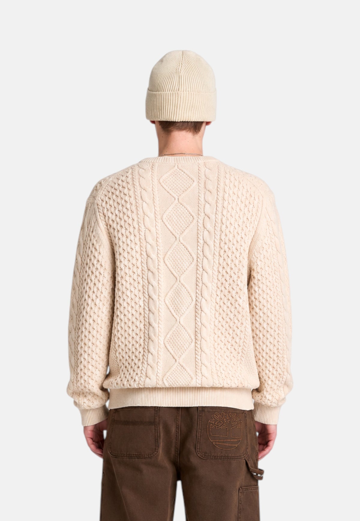 Maglione a Trecce da Uomo in Cotone Timberland Lght Oatml