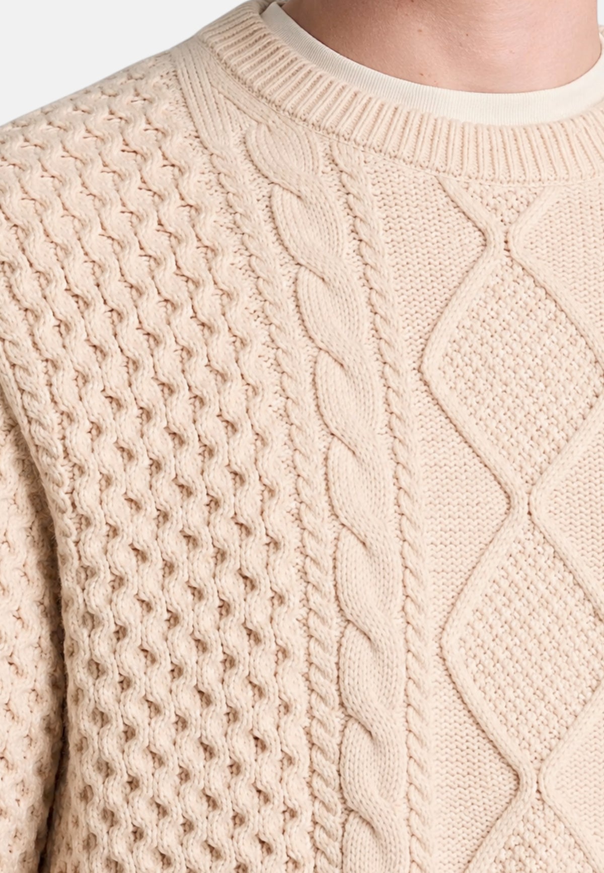 Maglione a Trecce da Uomo in Cotone Timberland Lght Oatml