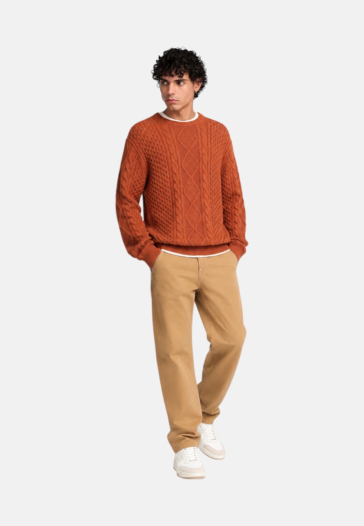 Maglione a Trecce da Uomo in Cotone Timberland Brownout