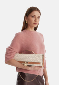Clutch Donna con stampa logo Michael Kors Vanilla/acrn