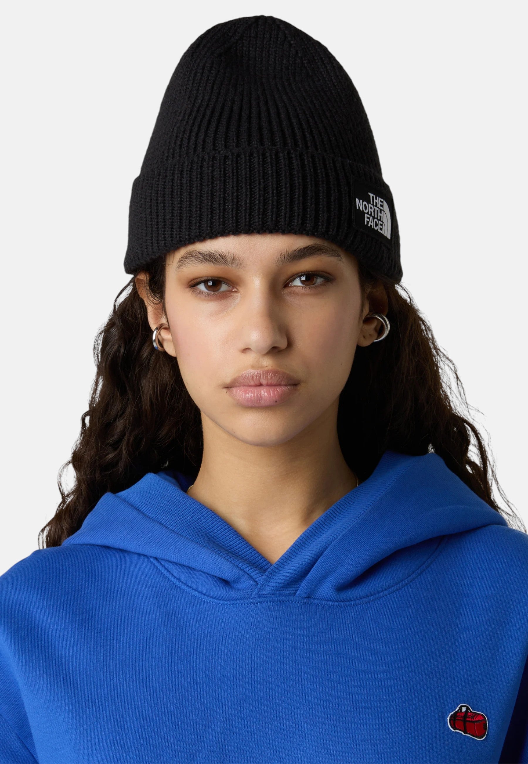 Berretto con risvolto e logo box TNF Black