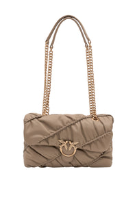 Borsa a tracolla con logo in pelle PINKO Grigio/oro
