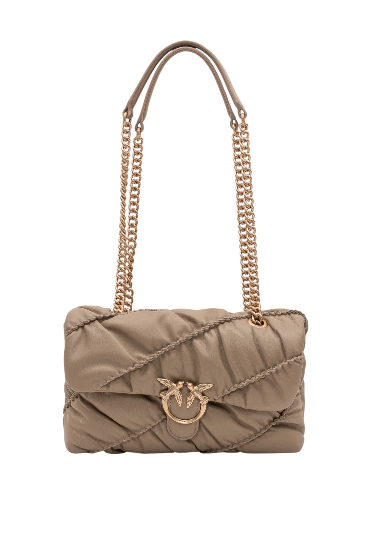 Borsa a tracolla con logo in pelle PINKO Grigio/oro