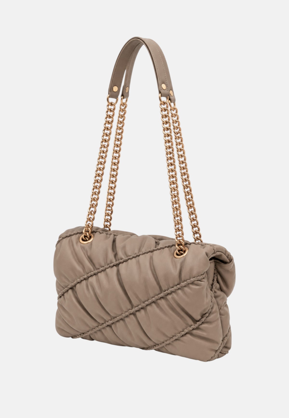 Borsa a tracolla con logo in pelle PINKO Grigio/oro