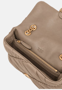 Borsa a tracolla con logo in pelle PINKO Grigio/oro