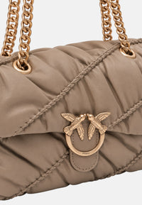 Borsa a tracolla con logo in pelle PINKO Grigio/oro
