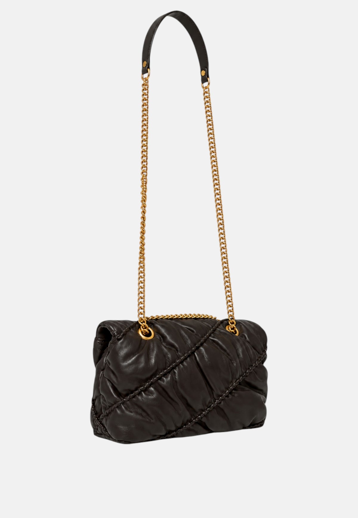 Borsa a tracolla con logo in pelle PINKO Marrone/oro