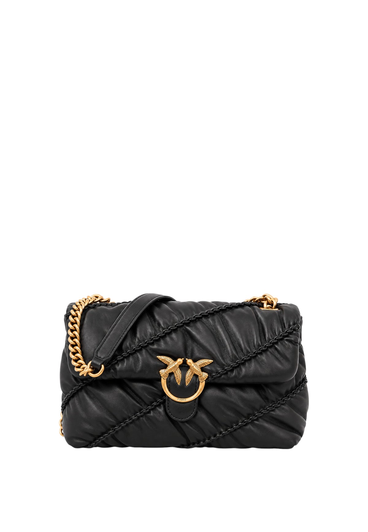 Borsa a tracolla con logo in pelle PINKO Nero/oro