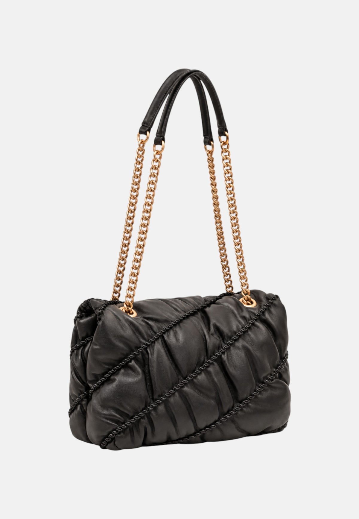 Borsa a tracolla con logo in pelle PINKO Nero/oro