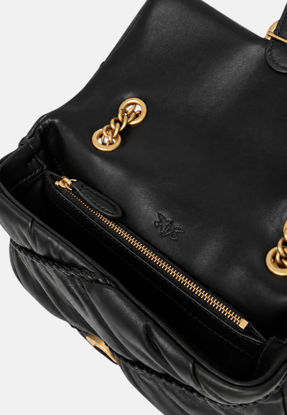 Borsa a tracolla con logo in pelle PINKO Nero/oro