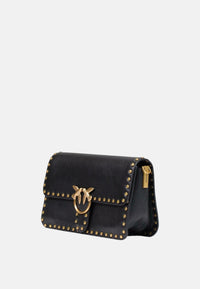 Borsa a spalla in pelle con Tracolla Pinko Nero/oro
