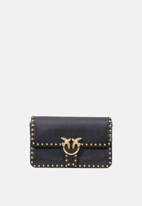Borsa a spalla in pelle con Tracolla Pinko Nero/oro