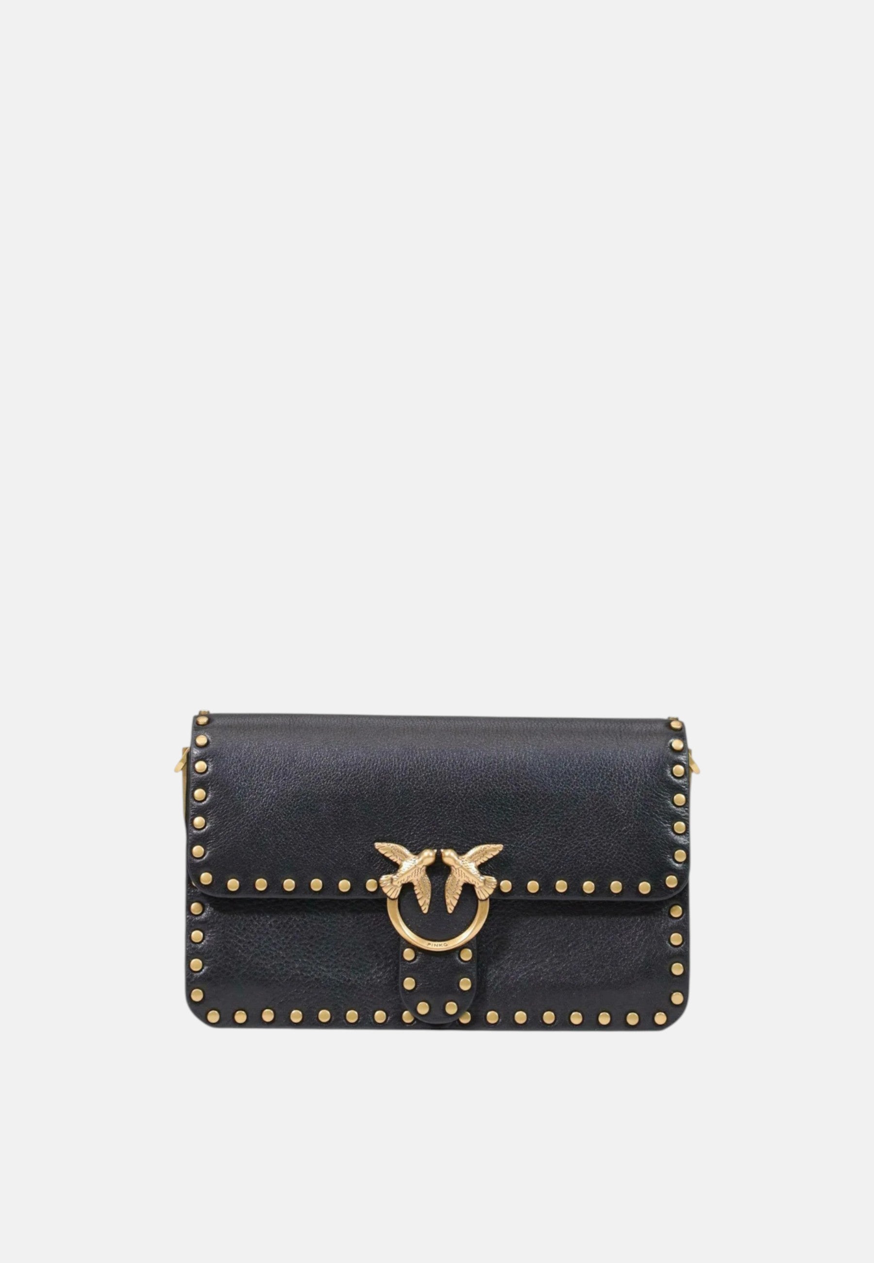 Borsa a spalla in pelle con Tracolla Pinko Nero/oro