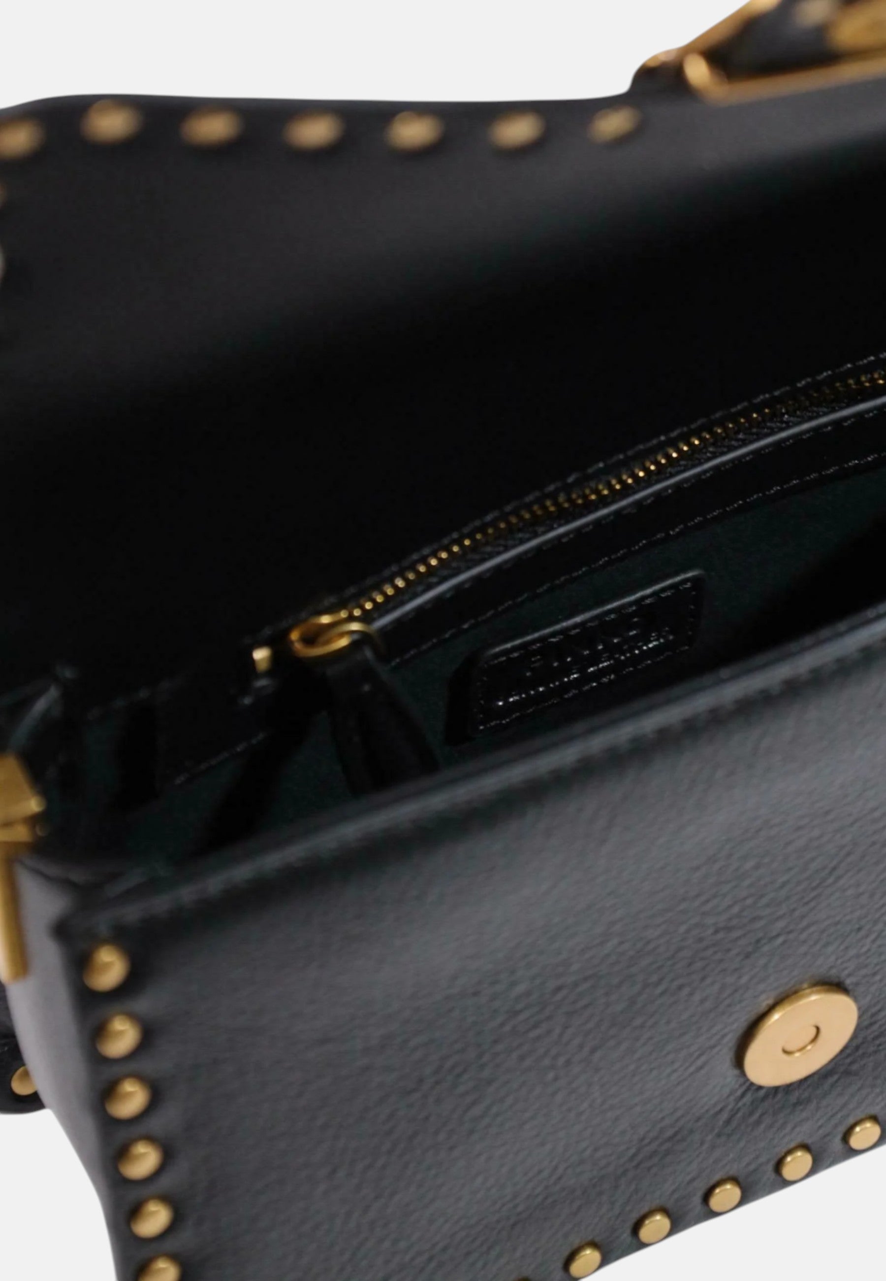 Borsa a spalla in pelle con Tracolla Pinko Nero/oro