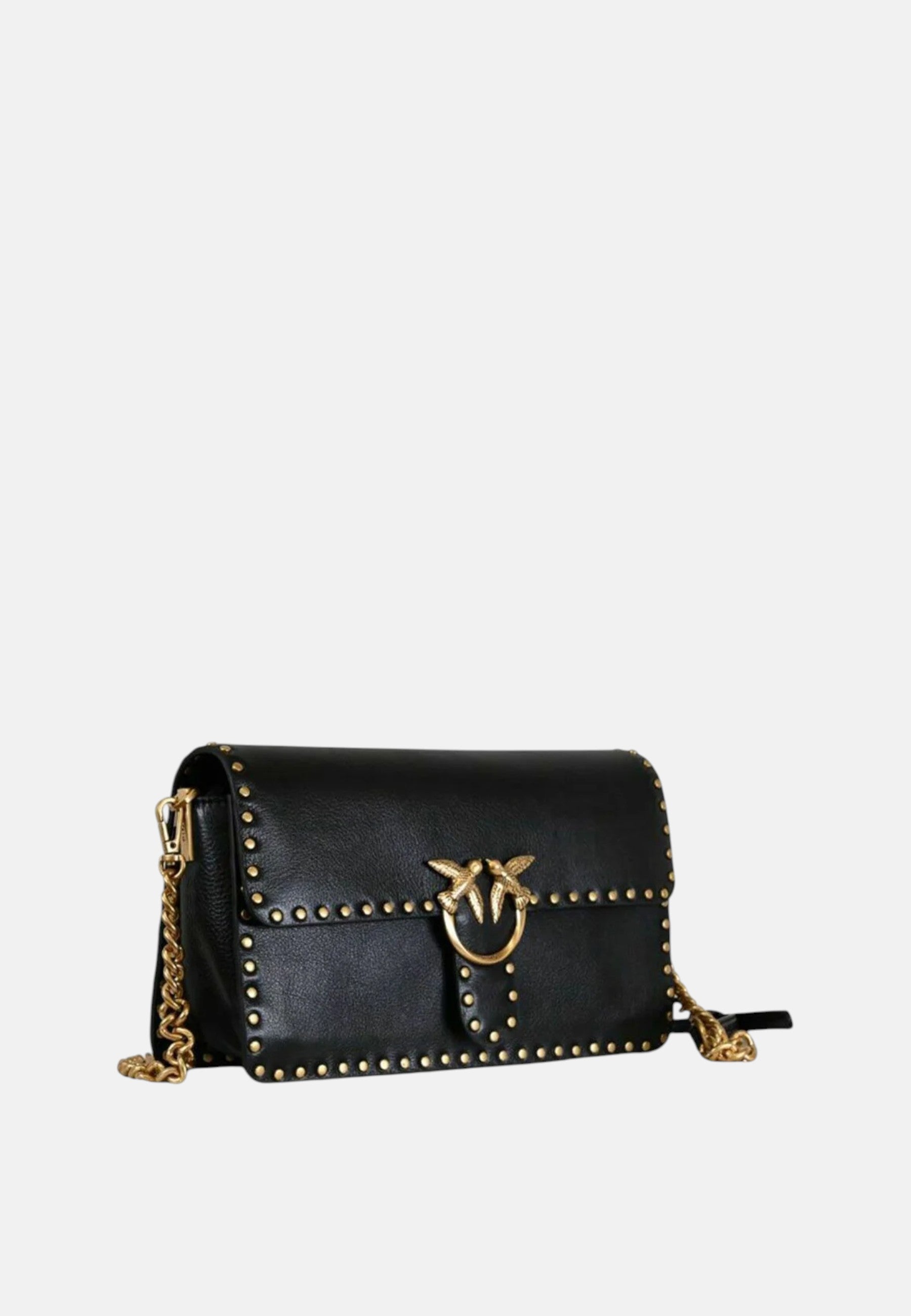 Borsa donna Love One Slouchy in pelle  PINKO Nero/oro