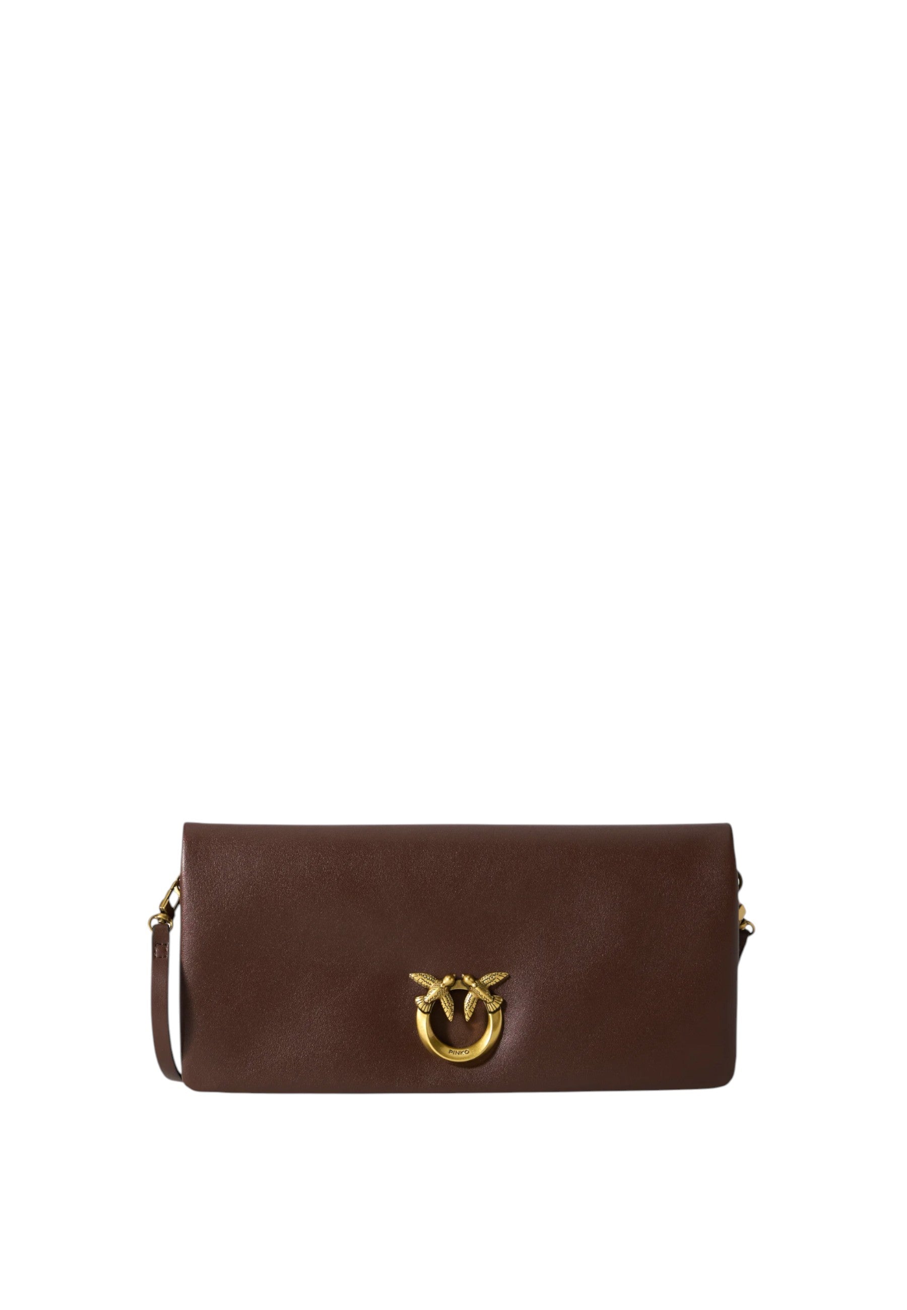 Pinko Pochette a tracolla media Love Bag Click Soft Horizontal in pelle Castano/oro