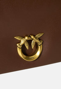 Pinko Pochette a tracolla media Love Bag Click Soft Horizontal in pelle Castano/oro