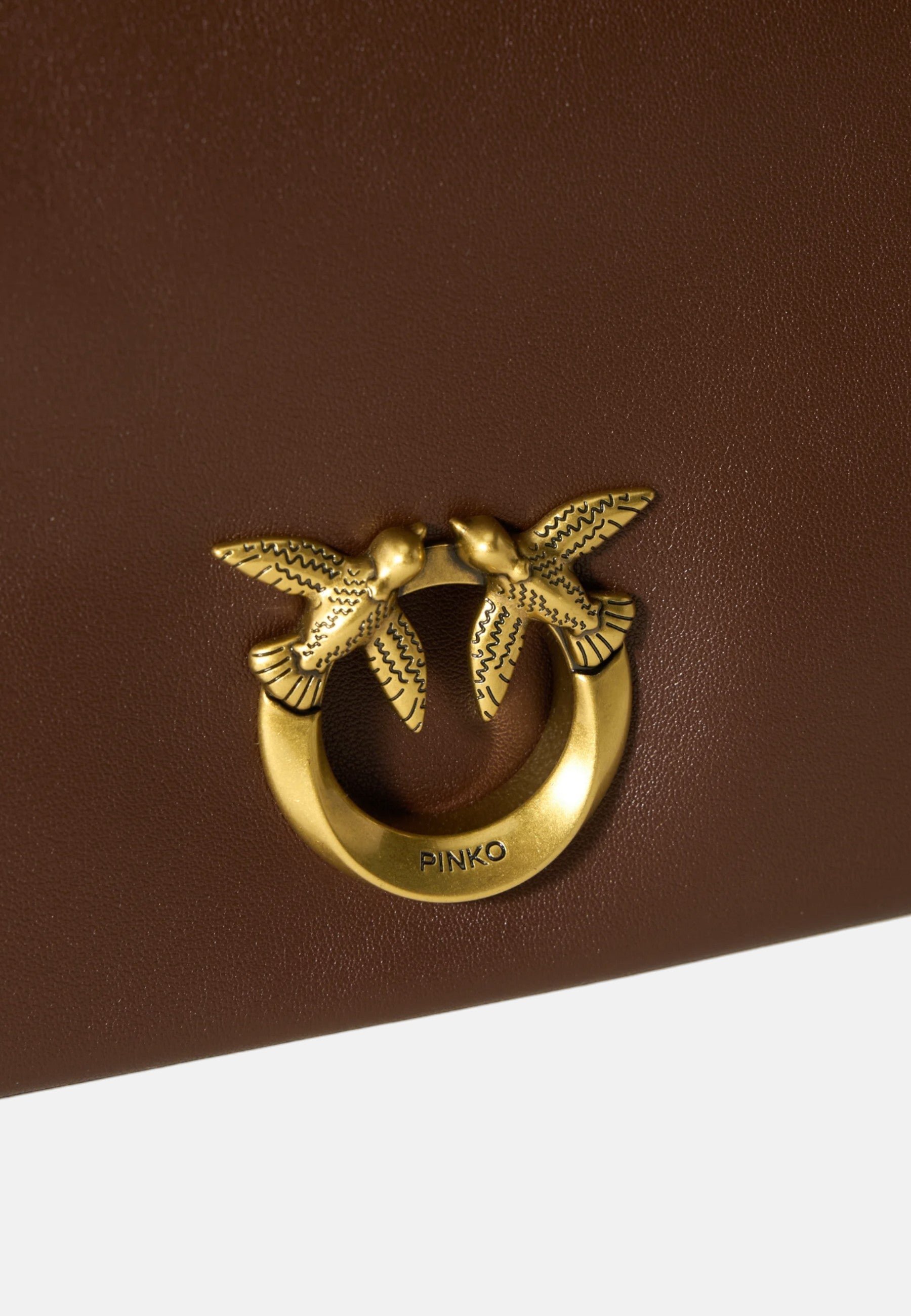 Pinko Pochette a tracolla media Love Bag Click Soft Horizontal in pelle Castano/oro