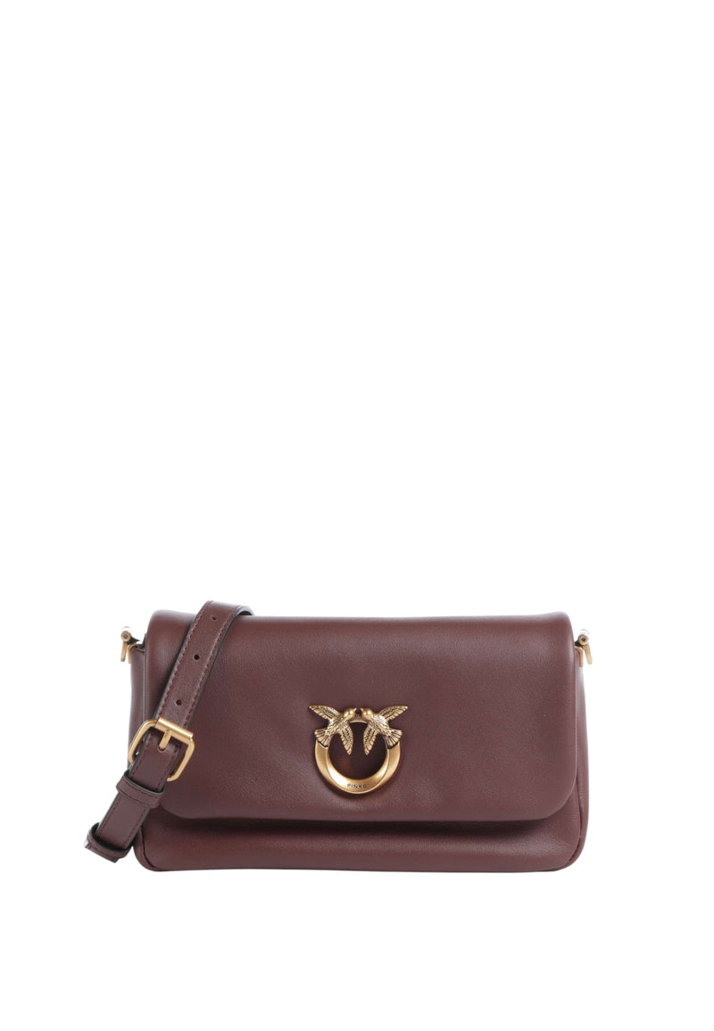 Borsa a tracolla con logo in pelle PINKO Castano/oro