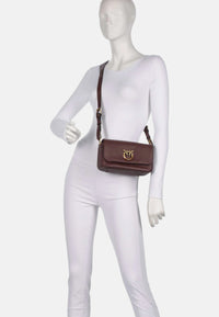 Borsa a tracolla con logo in pelle PINKO Castano/oro