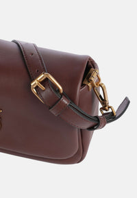 Borsa a tracolla con logo in pelle PINKO Castano/oro