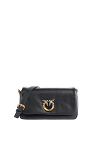 Borsa a tracolla con logo in pelle PINKO Nero/oro