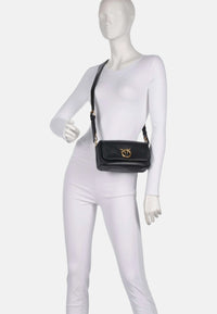 Borsa a tracolla con logo in pelle PINKO Nero/oro