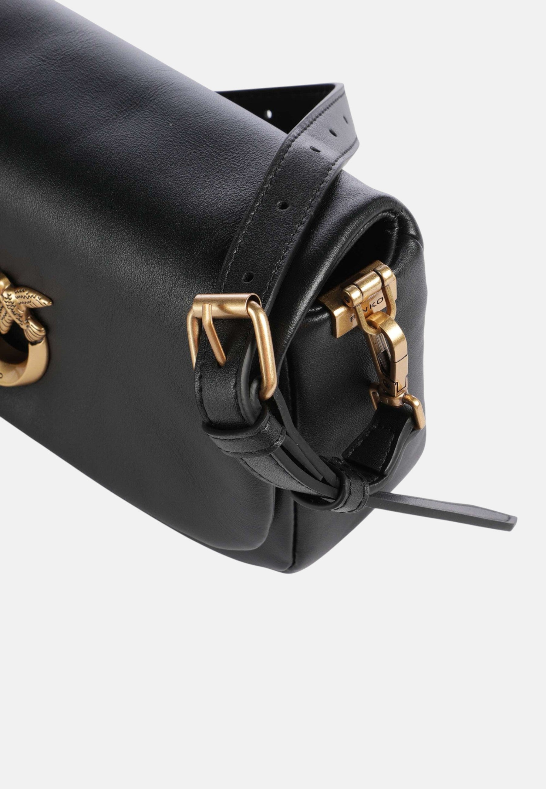 Borsa a tracolla con logo in pelle PINKO Nero/oro