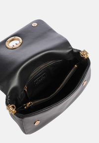 Borsa a tracolla con logo in pelle PINKO Nero/oro