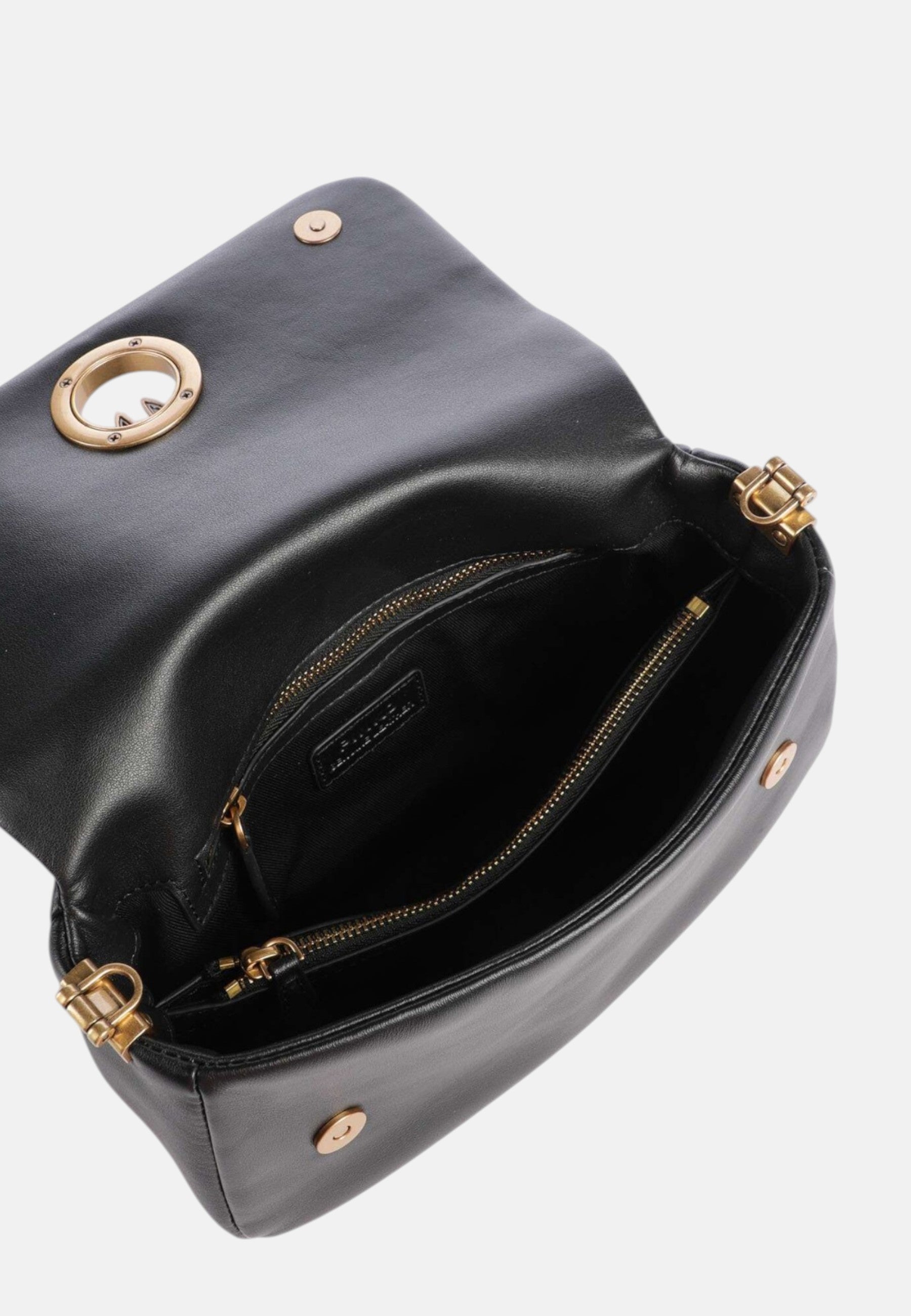 Borsa a tracolla con logo in pelle PINKO Nero/oro
