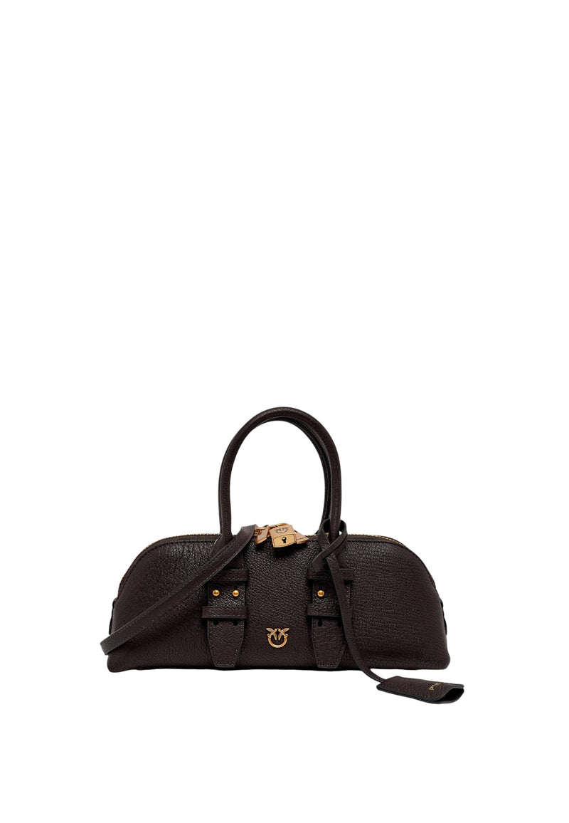 Borsa A mano Escape piccola in pelle Pinko Marrone/oro