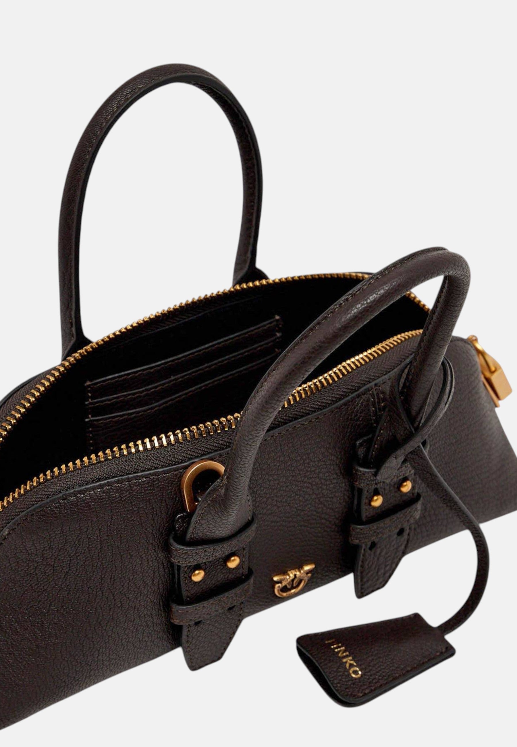Borsa A mano Escape piccola in pelle Pinko Marrone/oro
