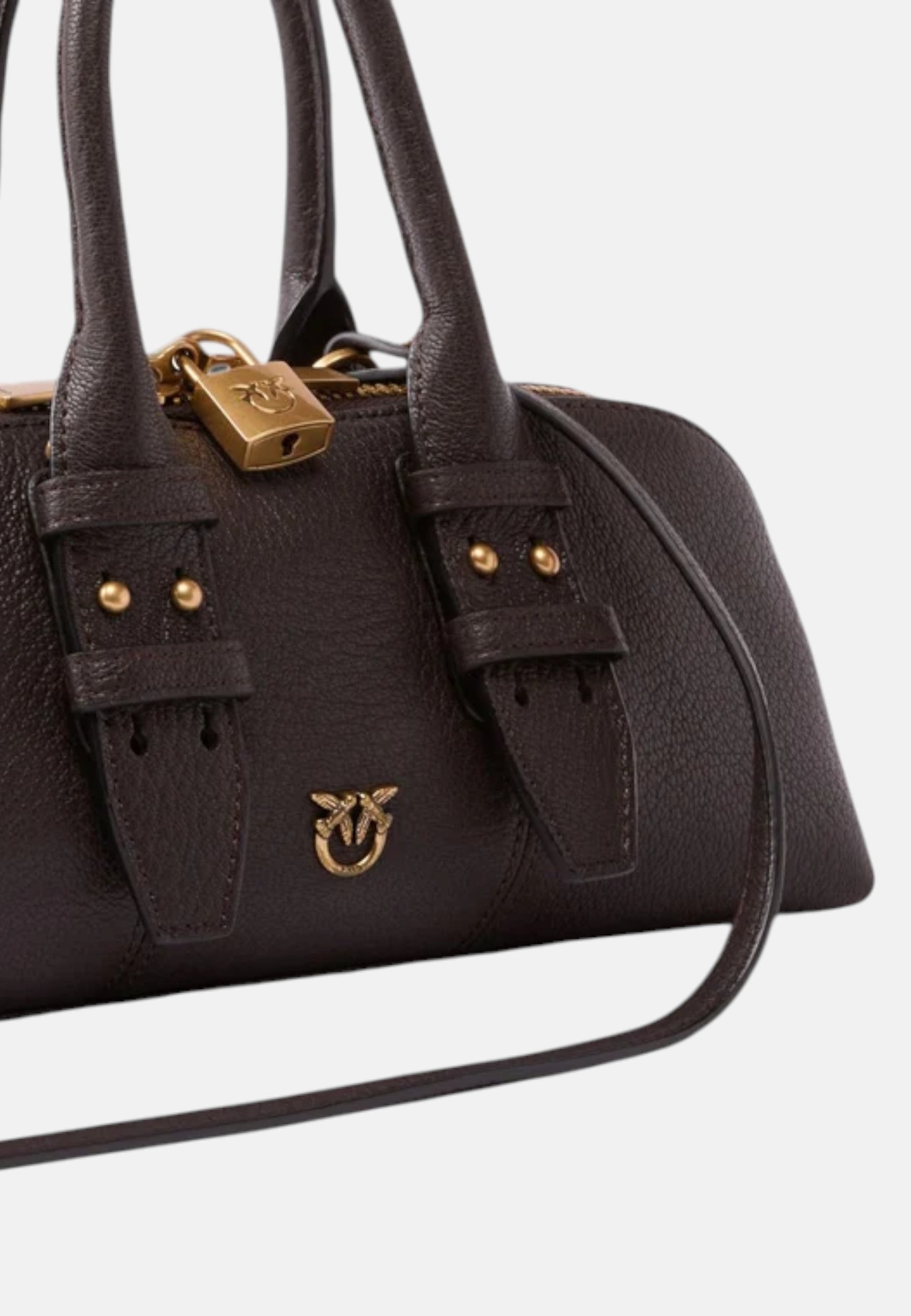 Borsa A mano Escape piccola in pelle Pinko Marrone/oro
