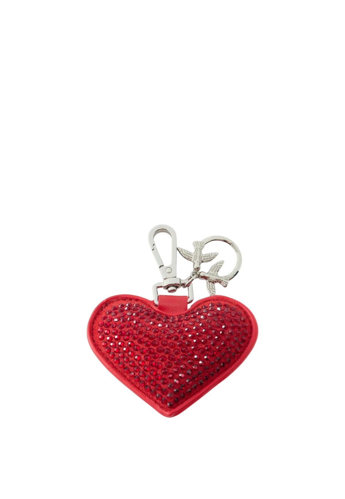 Portachiavi Da Donna a forma di Cuore con Strass Rosso/nickel