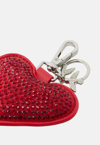 Portachiavi Da Donna a forma di Cuore con Strass Rosso/nickel