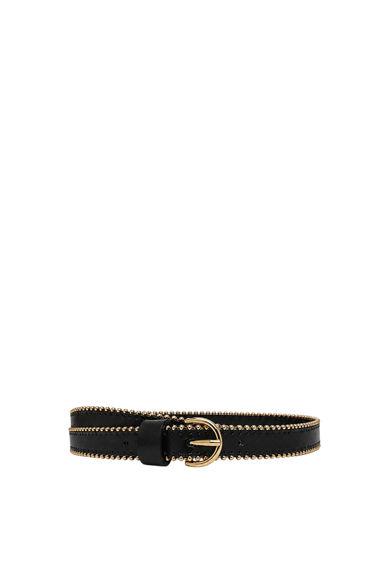 Cintura Donna in pelle con mini borchie 1cm Pinko Nero/light Oro