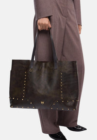 Borsa a spalla Pinko Donna Dark Brown/oro