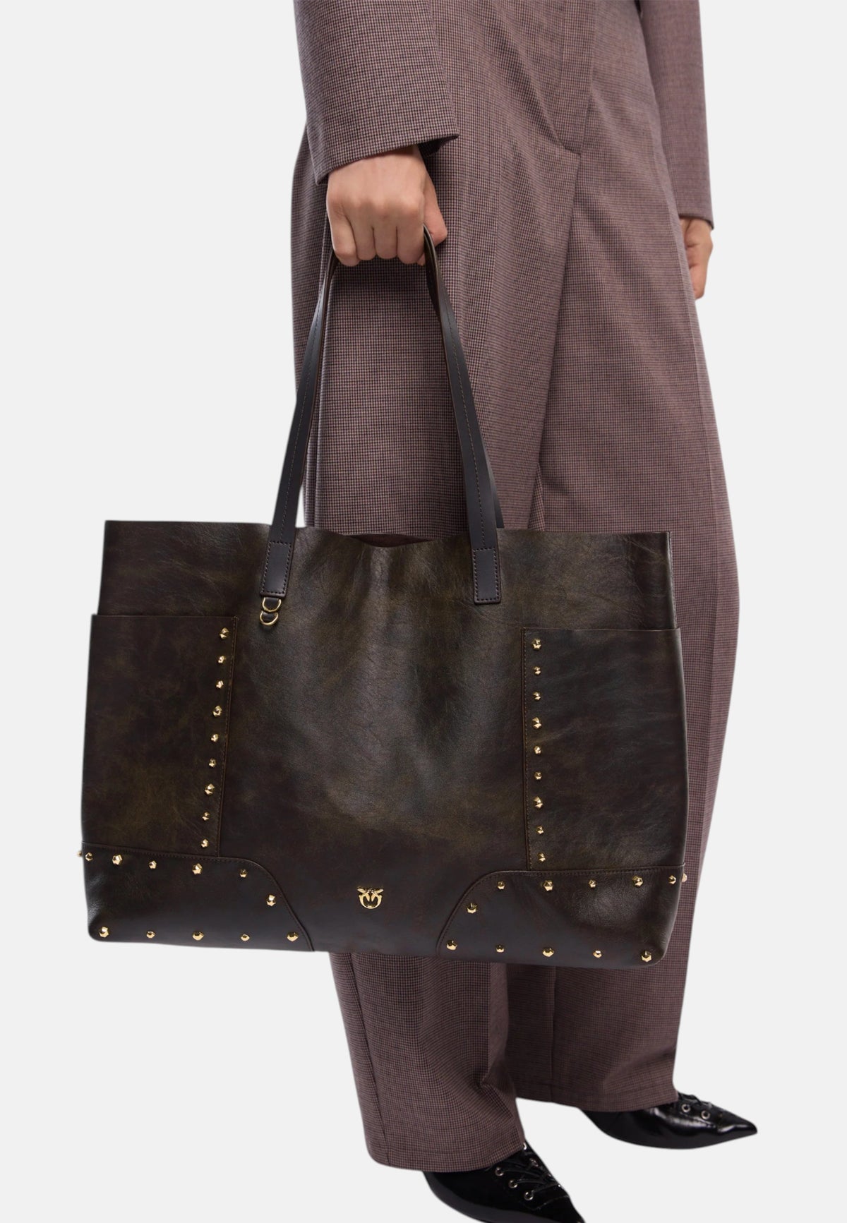 Borsa a spalla Pinko Donna Dark Brown/oro