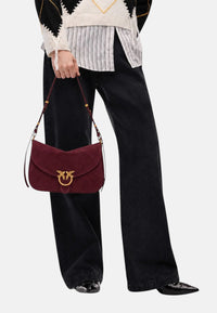 Borsa a Tracolla in pelle di Vitello da Donna Pinko Borgogna/oro