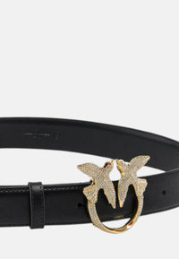 Cintura in Pelle Bovina da Donna Pinko Nero Lim/oro