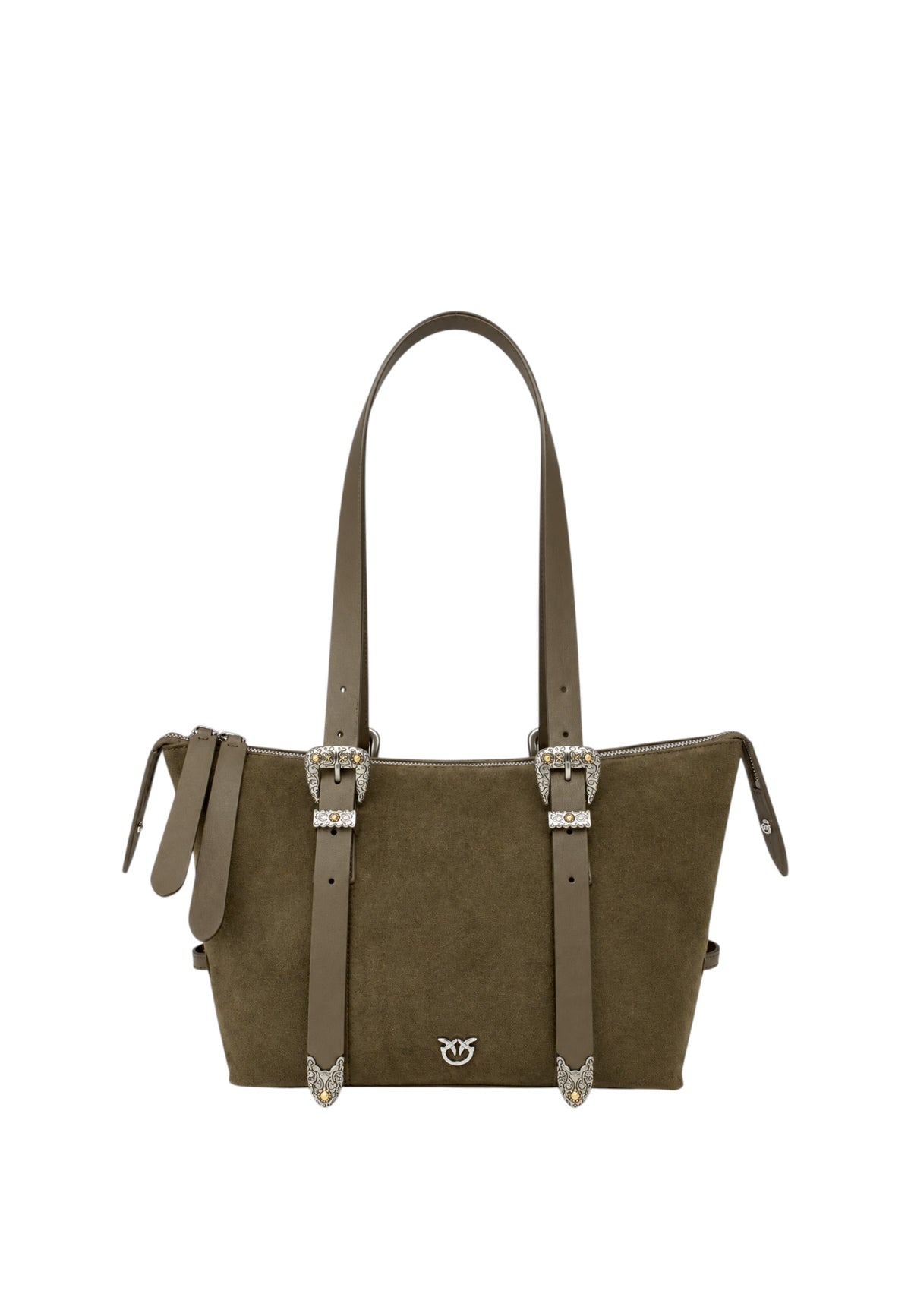 Borsa a spalla Mini in Pelle Scamosciata Donna PINKO Verde/nickel